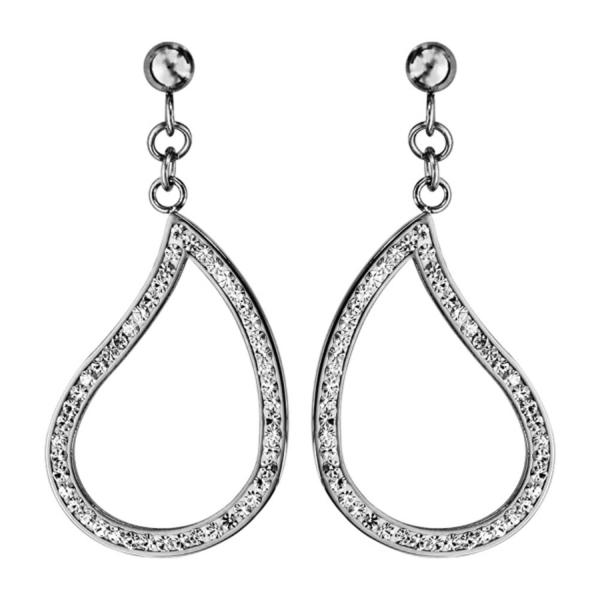 Boucles d'Oreilles Acier 316 L Goutte Evidée avec Strass