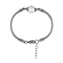 Bracelet Acier 316 L Cable Rigide 1 Boule Céramique Blanche