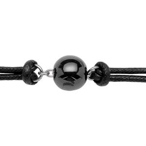 Bracelet Acier 316 L et Cordon Coton Boule Céramique Noire