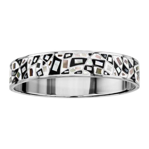 Bracelet Acier 316 L avec Nacre Dégradé Noir et Blanc