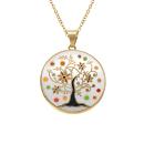 Collier Acier 316 L Doré Arbre de Vie Résine Multicolore