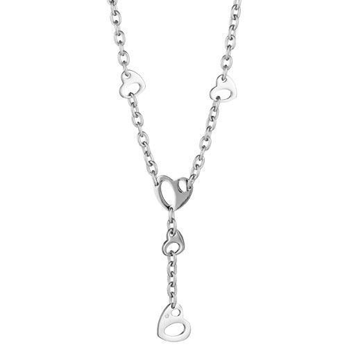 Collier Acier 316 L Forme Y Coeurs Decoupés