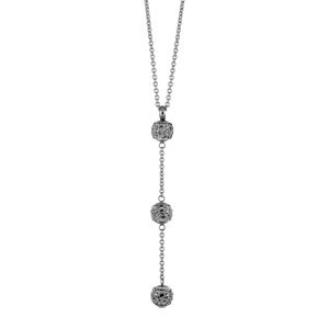 Collier Acier 316 L Triple Boules Strass Grise