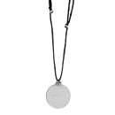 Collier Acier 316 L Cordon Noir Gros Pendentif Rond Diamanté