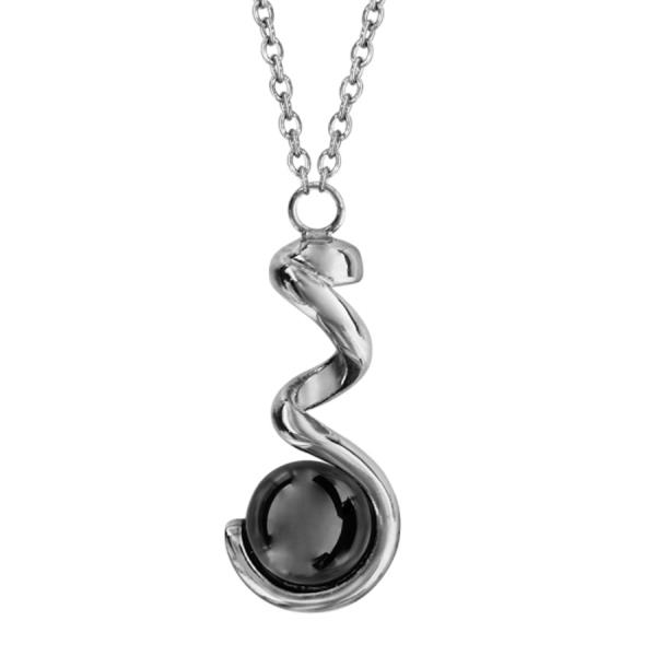 Collier Acier 316 L Spirale et Boule Céramique Noir