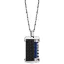 Collier Acier 316 L Pendentif Noir avec Cables Bleu