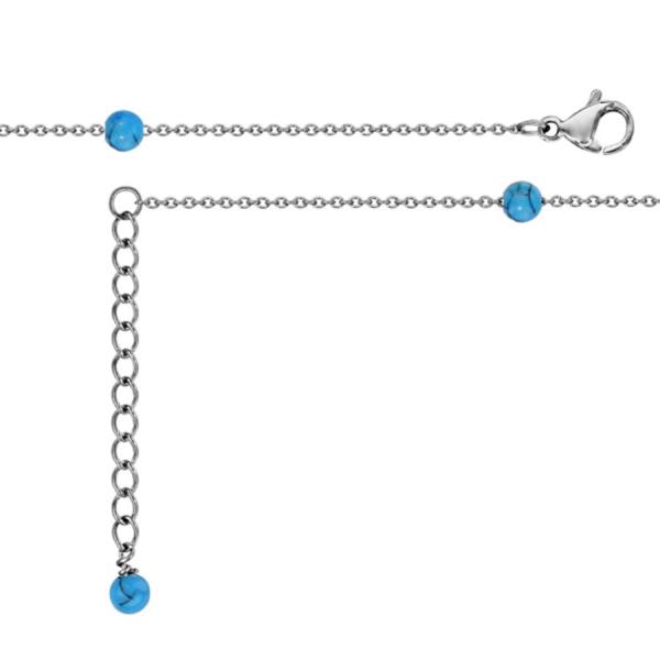 Chaîne de Cheville Acier 316L 6 Boules Turquoises