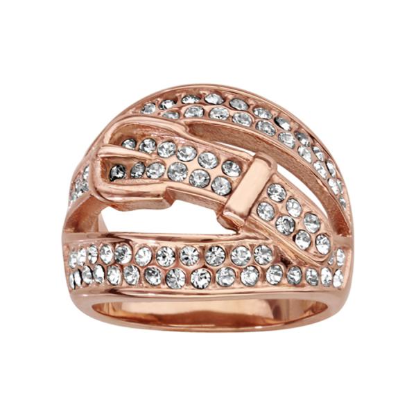 Bague Acier 316 L Rose Ceinture avec Zirconium