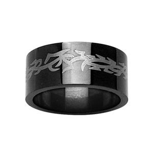 Bague Homme Alliance Acier 316 L Gun Metal Tribal