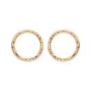 Boucles d'oreilles Plaqué Or Tige Cercle Martelé 12 mm