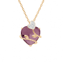 Collier Plaqué Or Pendentif Coeur Zirconium Violet avec Volute