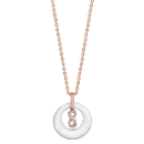 Collier Plaqué Or Rose Rond Céramique Blanche avec Infini Zirconium