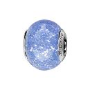 Charms Argent 925 Perle Murano Bleu Ciel avec Paillettes