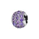 Charms Argent 925 Boule 3 Rangs Zirconium Mauve