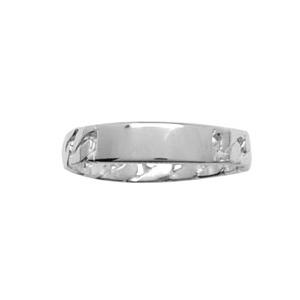 Bague Argent 925 Chaîne Plaque Rectangulaire Option Gravure