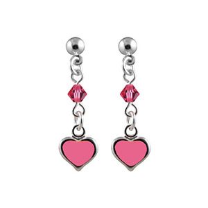 Boucles d'oreille Argent 925 et Zirconium Coeur