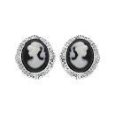 Boucles d'oreilles Argent 925 Camé Noir