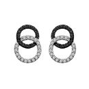 Boucles d'oreilles Argent 925 et Zirconium Bicolore 2 Cercles Entremelés