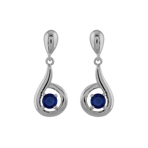 Boucles d'oreilles Argent 925 Pendante Zirconium Bleu