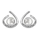 Boucles d'oreilles Argent 925 et Zirconium Sertis Perle d'imitation Blanche