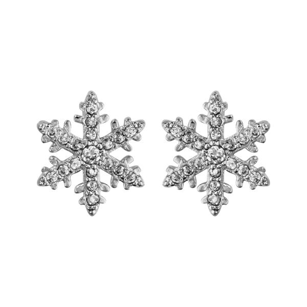 Boucles d'oreilles Argent 925 et Zirconium Sertis Flocon de Neige