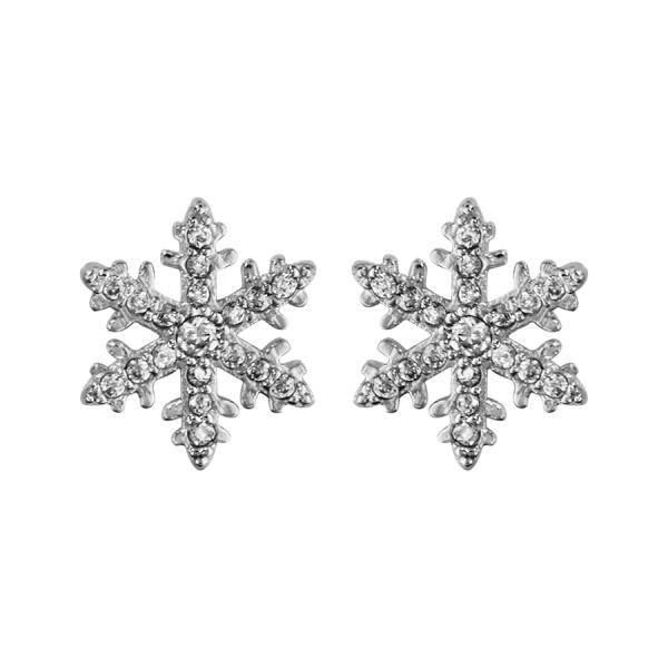 Boucles d'oreilles Argent 925 et Zirconium Sertis Flocon de Neige