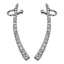 Boucles d'oreilles de Lobe Argent 925 et Zirconium Grande Tige Arrondie en Chute