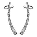 Boucles d'oreilles de Lobe Argent 925 et Zirconium Grande Tige Arrondie en Chute