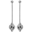 Boucles d'oreilles Argent 925 Longues Boule Diamanté Ajourée