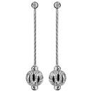 Boucles d'oreilles Argent 925 Longues Boule Diamanté Ajourée