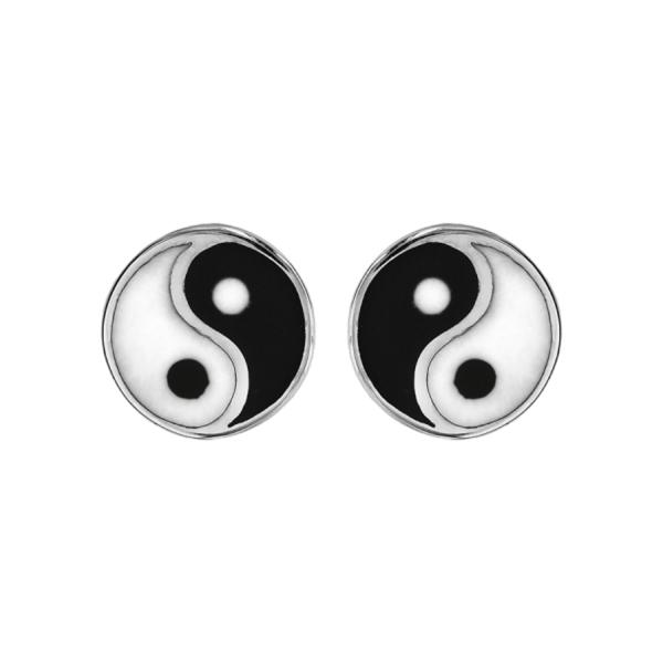 Boucles d'oreilles Argent 925 Email Yin Yang