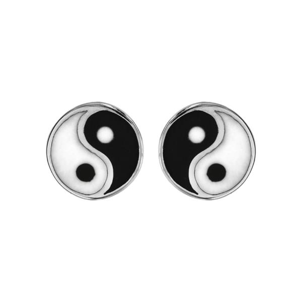 Boucles d'oreilles Argent 925 Email Yin Yang