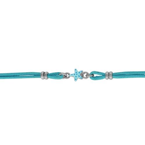 Bracelet Argent 925 Enfant Double Cordon Bleu Motif Etoile de Mer