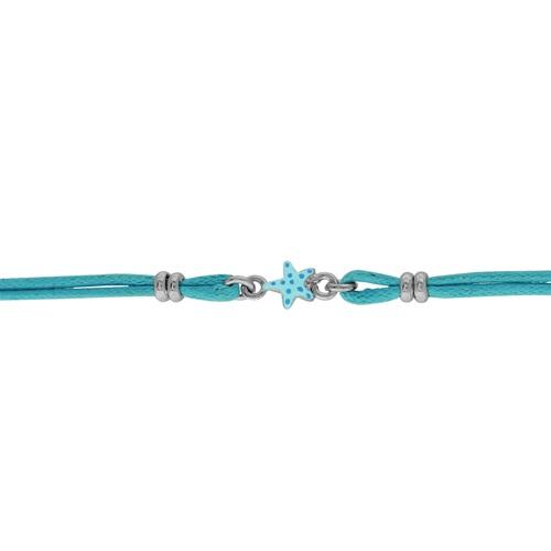 Bracelet Argent 925 Enfant Double Cordon Bleu Motif Etoile de Mer