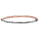 Bracelet Argent 925 et Dorure Rose Jonc Ovale Articulé