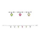 Bracelet Argent 925 Pampilles Coeurs Pierres de Synthèses Multicouleurs
