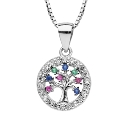 Collier Argent 925 Arbre de Vie Multicolore Contour Zirconium Sertis  