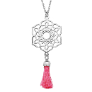 Collier Argent 925 Fleur de Vie Ajourée Pompon Rose 