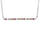 Collier Argent 925 Barette Zirconium Multicolore 