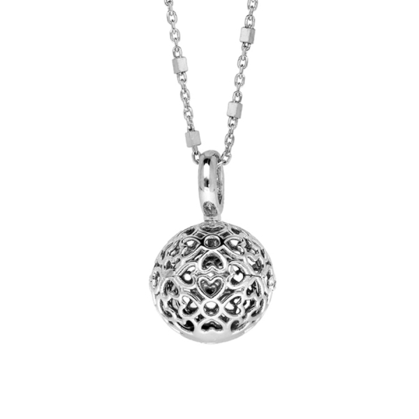 Collier Argent 925 Bola de Grossesse Coeurs Ajourés 