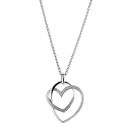 Collier + Pendentif Argent 925 et Zirconium Double Coeur Entremêlé