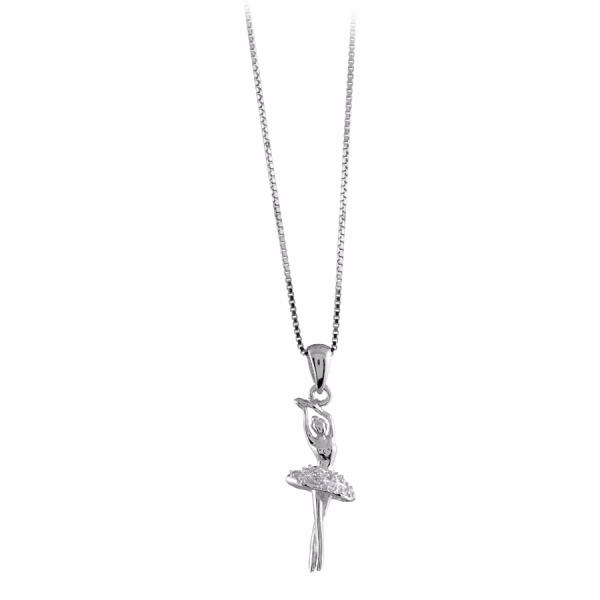 Collier Argent 925 Pendentif Danseuse sur Pointes avec Zirconium Sertis