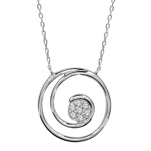 Collier Argent 925 et Zirconium Pendentif Spirale