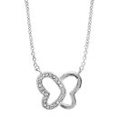 Collier Argent 925 Papillon Aile Lisse + Aile Zirconium