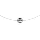 Collier Argent 925 Fil Nylon Pendentif Boule 6 mm