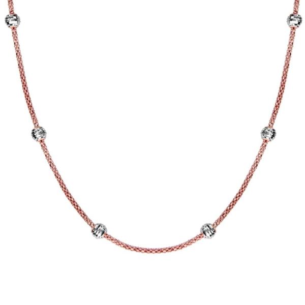 Collier Argent 925 Dorure Rose et Boules Argent