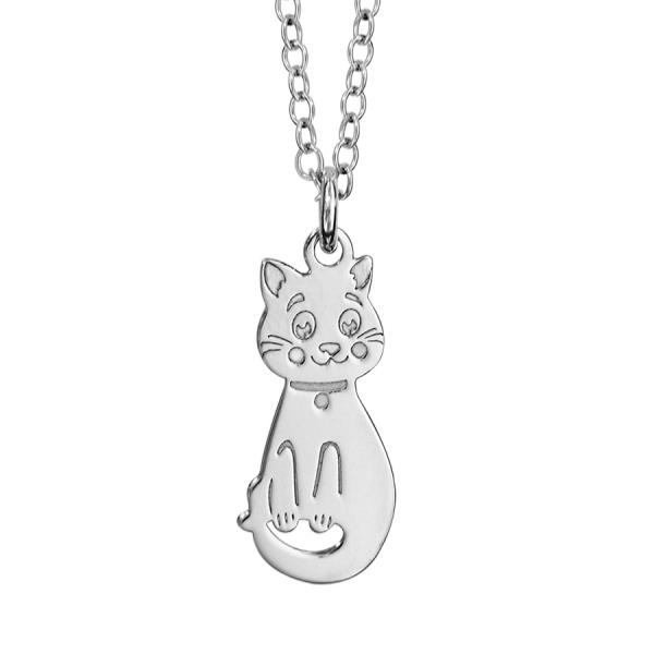 Collier Argent 925 Pendentif Chat