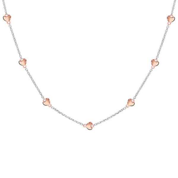 Collier Argent 925 Multi-Coeurs Dorure Rose