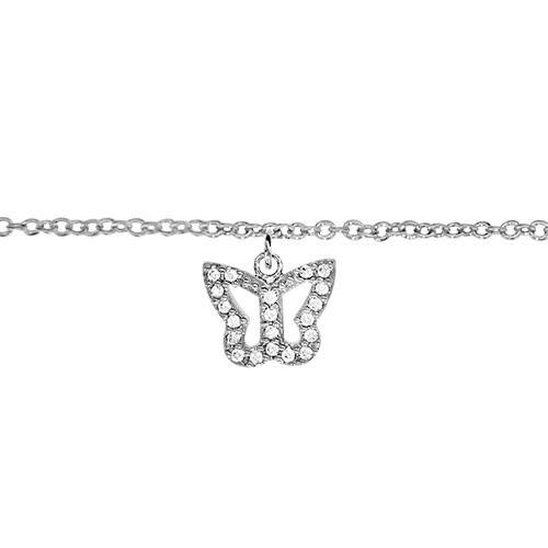 Chaîne de Cheville Argent 925 et Zirconium Sertis Papillon