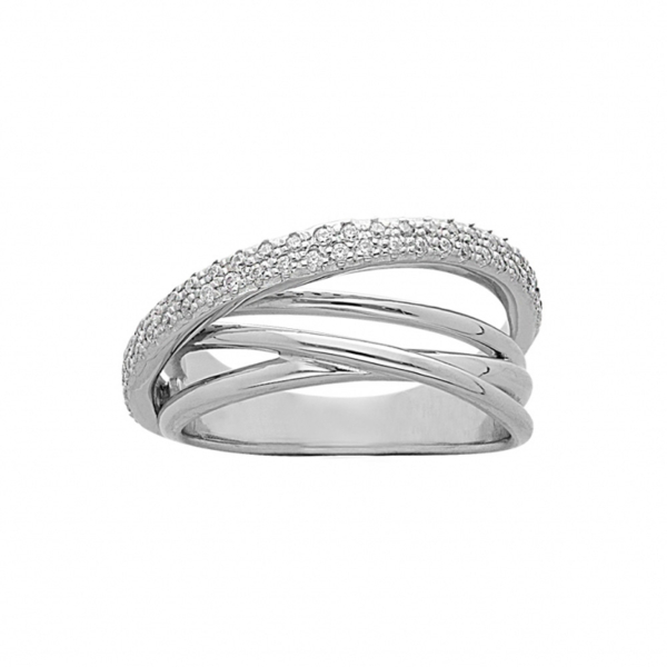 Bague Argent 925 Platiné Grande avec Zirconium